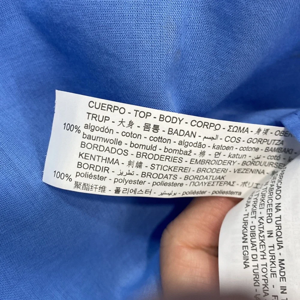 Zara blouse eyelet ruffle light‎ blue - Picture 7 of 10